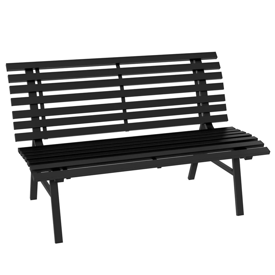 Outsunny Gartenbank aus Aluminium in Schwarz für Garten, Balkon und Terrasse, B/T/H: 123 x 67 x 79 cm - Bild 2