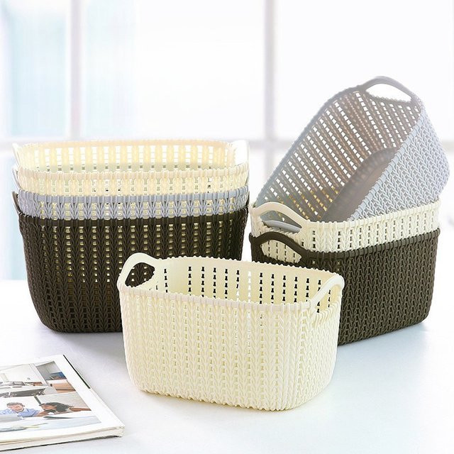 Aufbewahrungskorb in Rattan-Optik aus Kunststoff, beige, B/T/H: 14,5 x 10,0 x 8,0 cm - Bild 1