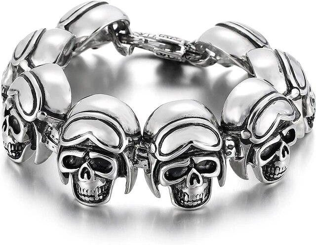 Armband Rock Skull, Edelstahl, Schwarz, Herren, 22cm - Bild 1