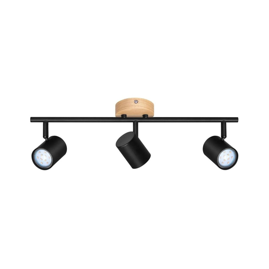 NETTLIFE Deckenstrahler im Industrial Design aus Holz und Metall, Schwarz, verstellbar mit GU10 Leuchtmittel Ersatz möglich - Bild 2