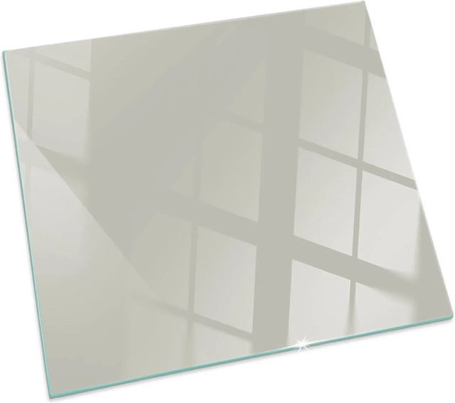 Tulup Glasplatte für Kamin als Funkenschutzplatte aus Glas in Beige, B/T: 50 x 50 cm - Bild 1