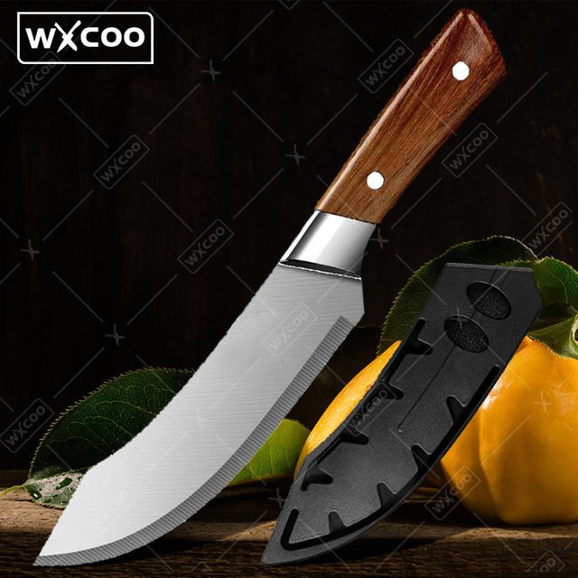 WXCOO Handgefertigtes Küchenmesser aus Edelstahl in Silber mit Holzgriff und Schutzhülle - Bild 1
