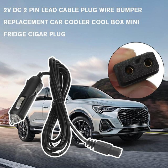 2m 12V DC 2 Pin Adapterkabel für Auto-Mini-Kühlschränke in Schwarz - Bild 1