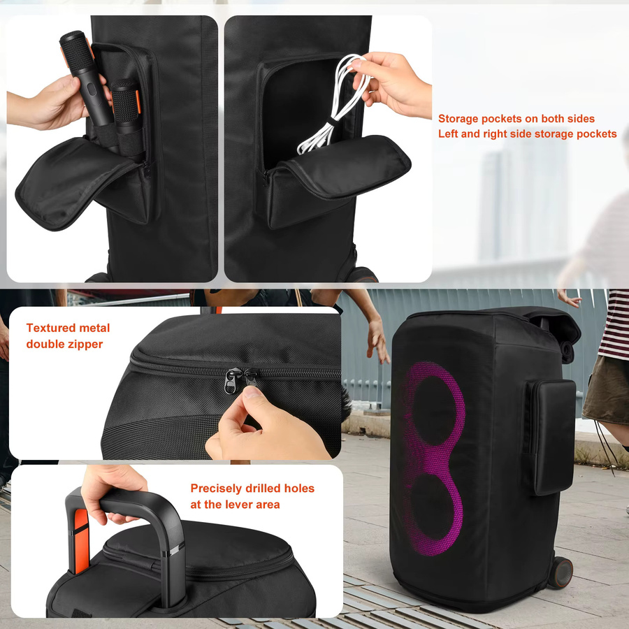 VODOOL Staubschutzhülle und Tragetasche für JBL PartyBox 520 Mesh Lautsprecher, wasserdicht, Schwarz - Bild 3