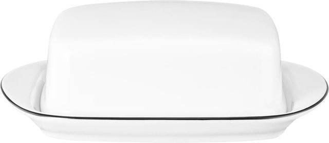Seltmann Weiden Butterdose Lido Black Line aus Stoneware in Black und White, B/T/H: 18,5 x 13,5 x 6,5 cm - Bild 1