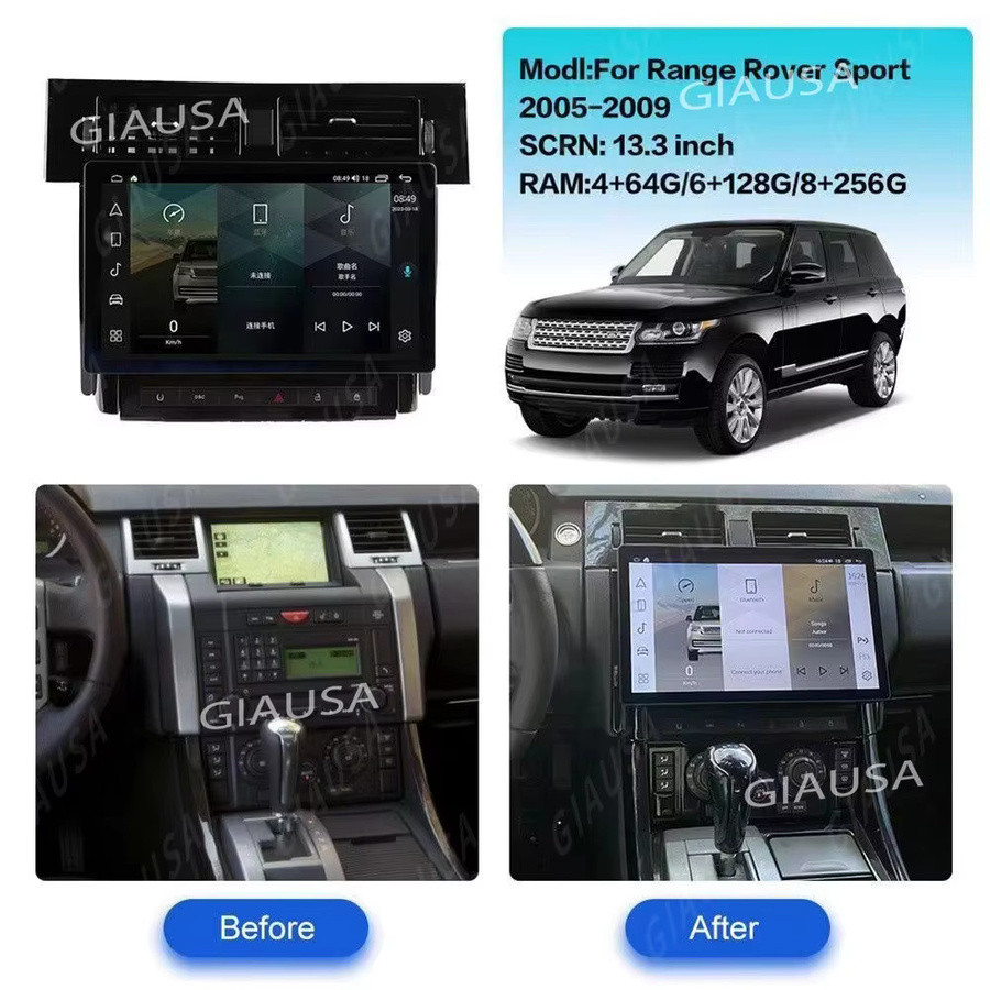 YANFU Android Multimedia Stereo Auto Radio mit GPS Navigation für Land Rover Range Rover Sport L320 2005-2009 in Schwarz - Bild 2