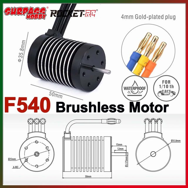 NeebRC Rocket F540 bürstenloser Motor, wasserdicht, für 1/10 1/12 RC Car Truck Modell - Bild 1
