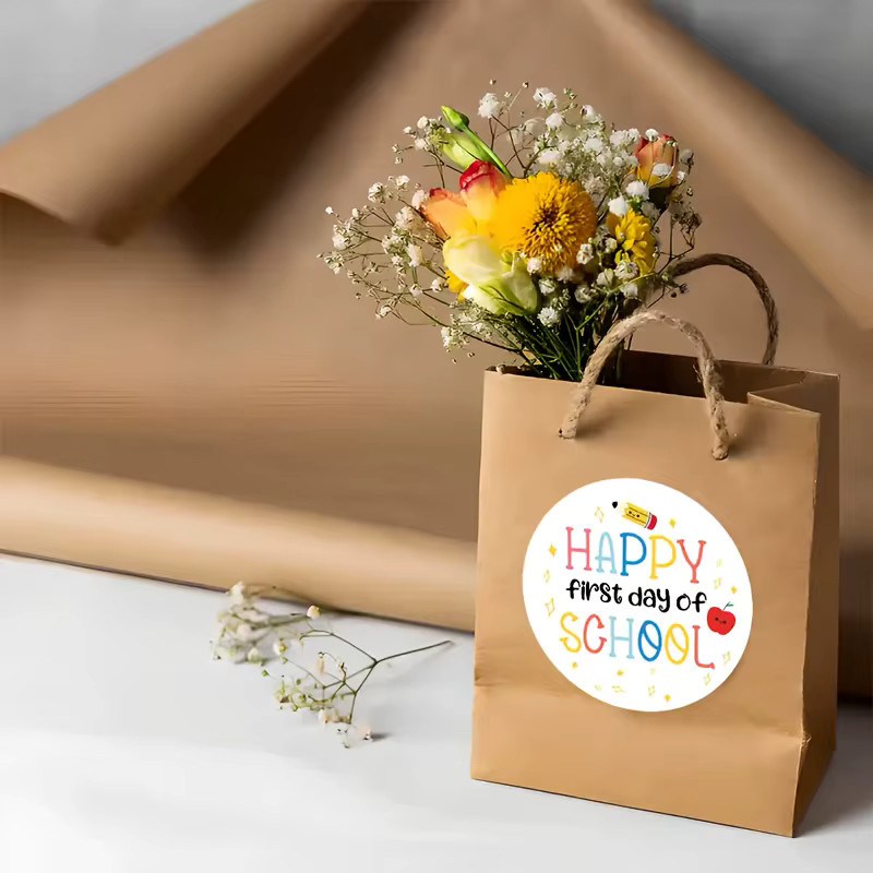 10 Stück bunte Happy First Day of School Aufkleber mit Bleistift- und Apfel-Design aus Papier - Bild 4