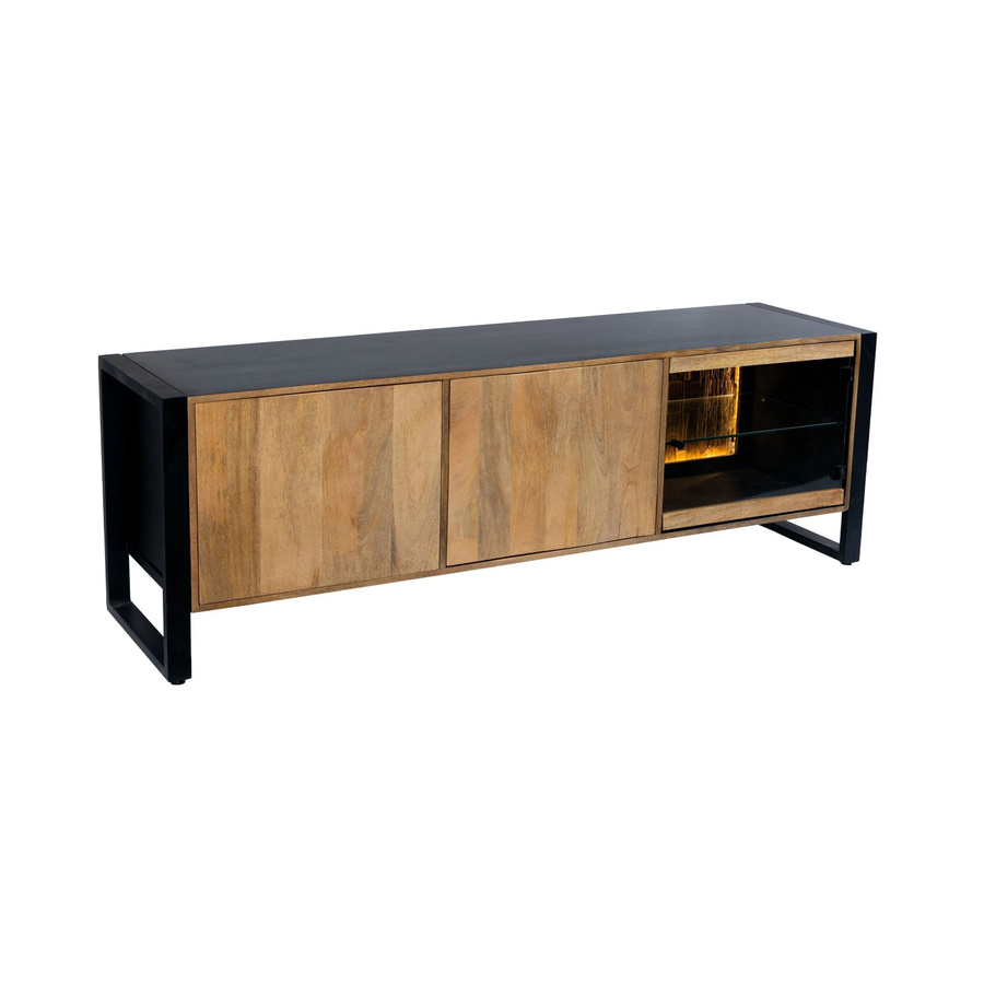 DELUKE TV-Schrank LIV aus Mangoholz und Eisen in Schwarz Matt im industriellen Design, B/T/H: 60 x 47 x 180 cm - Bild 2