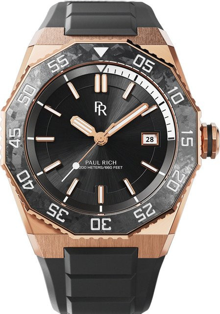 Paul Rich Herrenuhr, Quarz, Edelstahl, 42 mm, Silikon, Schwarz, 20 ATM - Bild 1