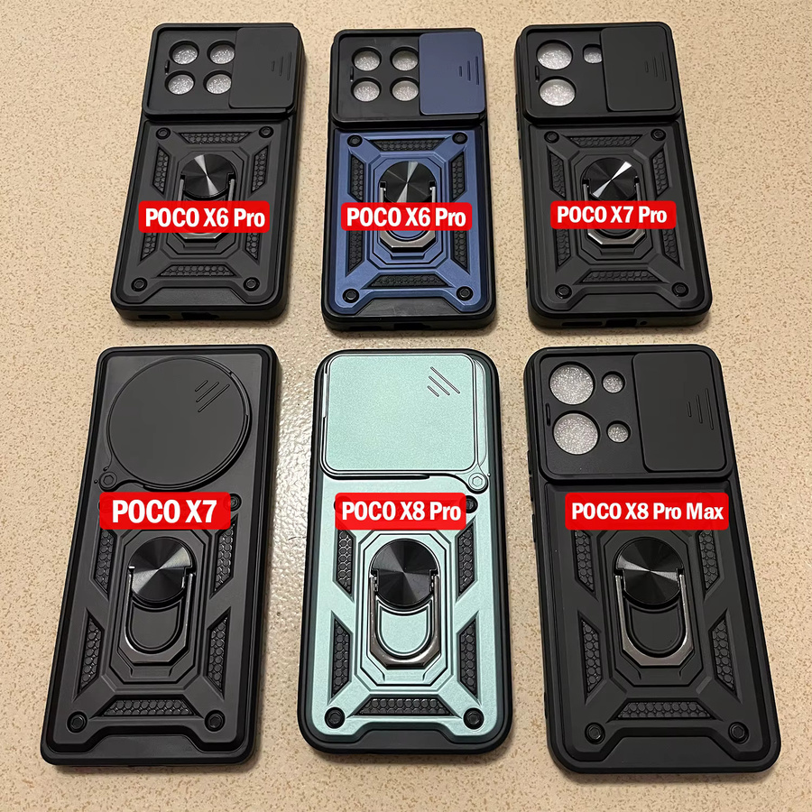Xiaomi POCO X8 Pro Max X7 Pro X6 X7 Panzerhülle mit Kameraschutz und Ringständer in Schwarz - Bild 2