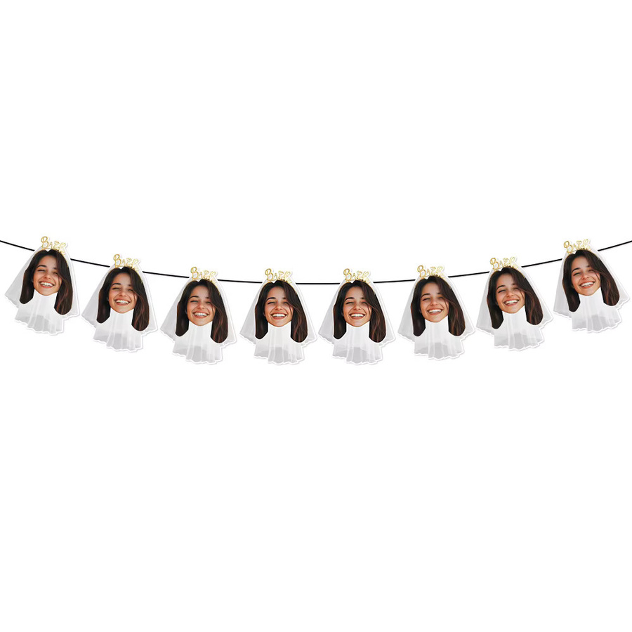 WEIGAO Personalisiertes Foto-Wimpelbanner für Brautparty und Hochzeit, Weiß, 8 oder 16 Stück - Bild 2