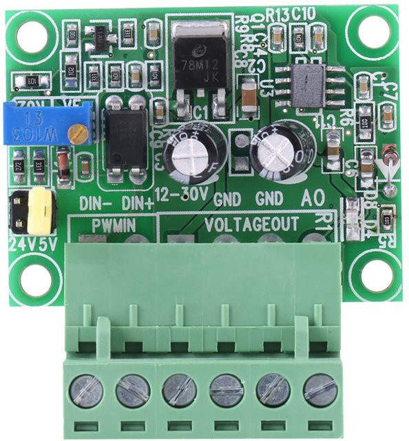 PWM-Signal-zu-Spannung-Wandler Modul 0-10V Digital-Analog-Platine 1-3kHz in Grün - Bild 1
