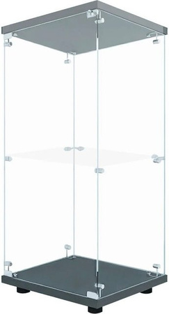 PXloue Standvitrine mit LED-Beleuchtung und Glastüren in Schwarz, B/T/H: 40 x 36 x 86 cm