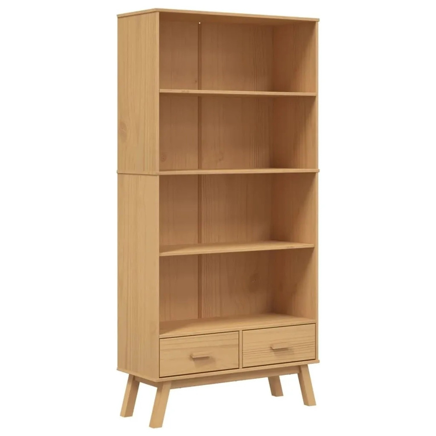 vidaXL Bücherregal OLDEN aus massivem Kiefernholz in Braun mit 4 Fächern, H x B x T: 180 x 87,5 x 35 cm - Bild 2