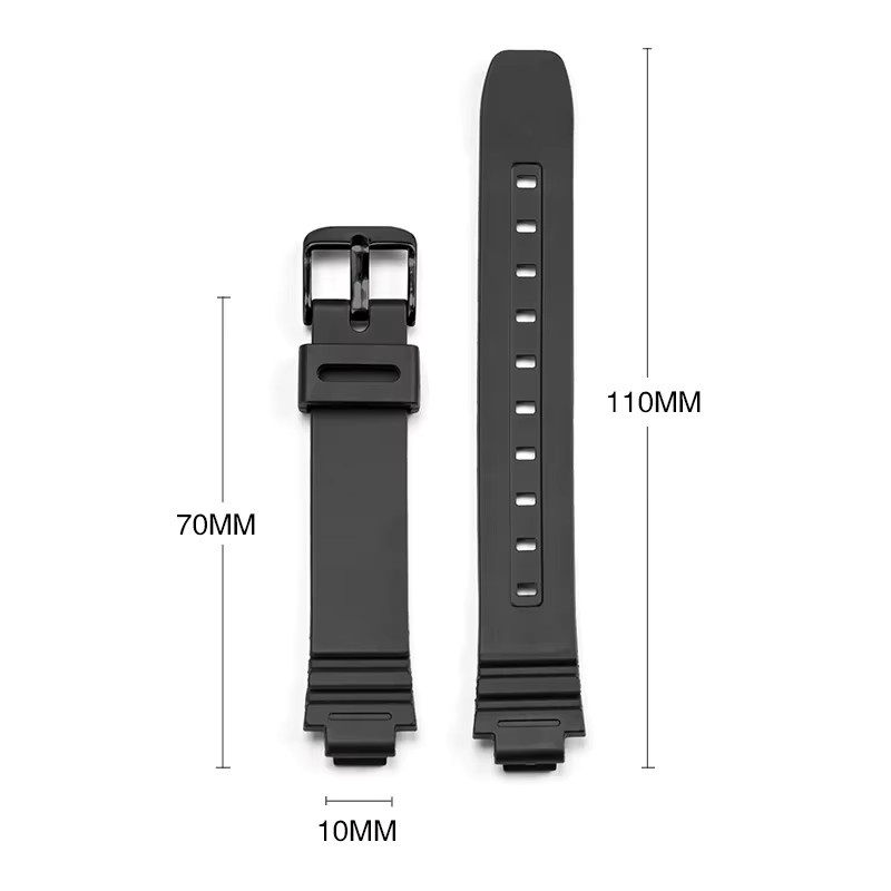 Casio Uhrenarmband, Silikon, Edelstahl, Schwarz, Damen, 10mm - Bild 4