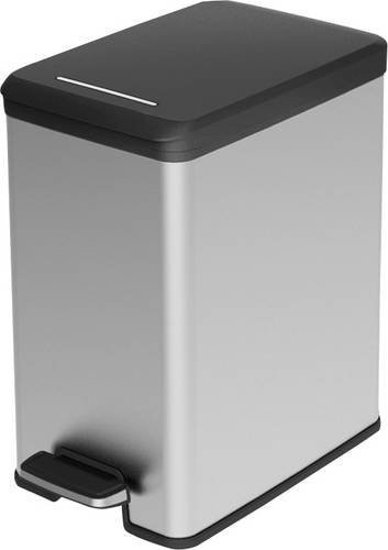Curver DECO Bin 213300 Mülleimer mit Pedal, Silber/Schwarz, 25l, B/T/H: 25 x 42 x 45 cm - Bild 1