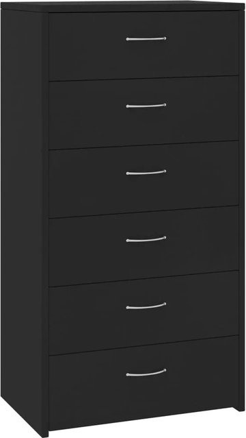 vidaXL Sideboard mit 6 Schubladen in Schwarz aus Holzwerkstoff, B/T/H: 50 x 34 x 96 cm - Bild 1