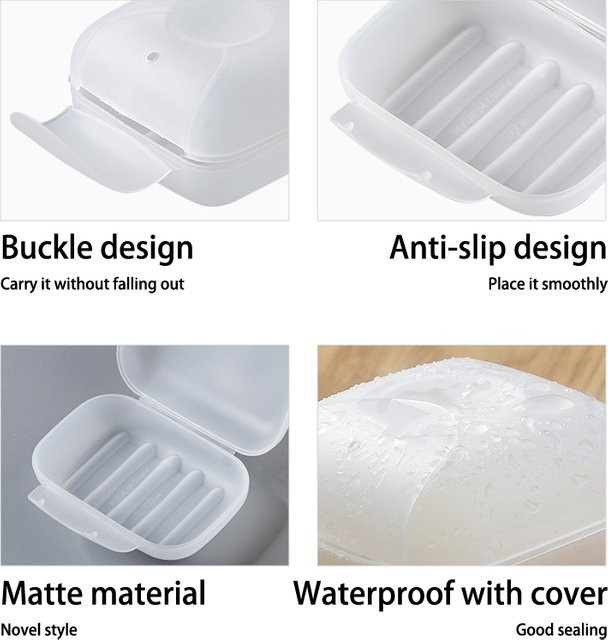JETTING Wasserfeste Seifenbox aus Kunststoff mit Deckel, transparent, tragbarer Seifenhalter für Reisen - Bild 1