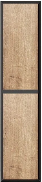 Vente-unique Badschrank Lannick im Industriestil, Schwarz und Naturfarben Hell, Wandmontage, Breite: 35 cm, Höhe: 140 cm, Tiefe: 25 cm - Bild 1