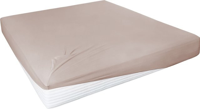 H.G. Hahn Spannbetttuch Feinjersey aus Baumwolle mit Elastan, Farbe: Grau oder Beige, B/T/H: 200 x 200 x 28 cm - Bild 1