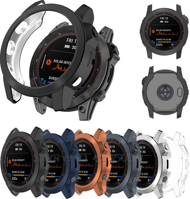 FIFATA Uhrenzubehör Schutzhülle, Silikon, Schwarz, Garmin Fenix 7 7X 7S - Bild 1