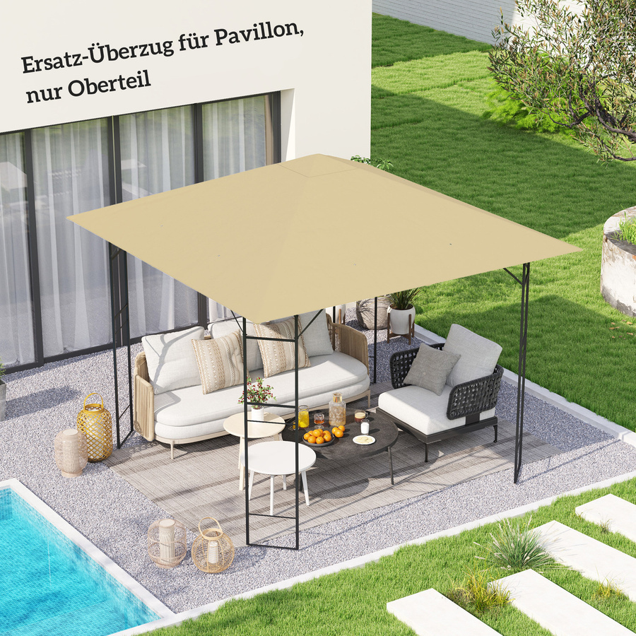 Outsunny Ersatzdach für Gartenpavillon aus wasserabweisendem Oxford-Stoff mit UPF30+, B/T: 3 x 3 m, Beige - Bild 2