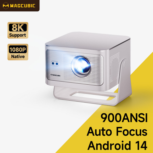 Magcubic HY350Max Beamer mit Autofokus, Android 14, 4K Unterstützung, Native 1080P Full HD, 900 ANSI Lumen, Wifi 6 und Bluetooth 5.4, Weiß - Bild 1