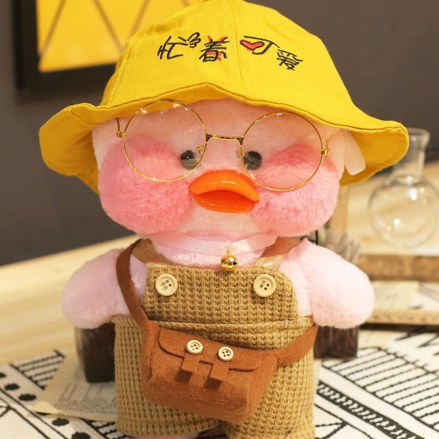 Lalafanfan Pato Cafe Mädchen Plüschtier, Rosa, Gelb, mit Brille, mit Kleidung, ab 1 Jahr - Bild 1