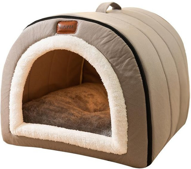 Selbstwärmendes Hundebett aus 100% Baumwolle für kleine und mittelgroße Hunde und Katzen, gemütliches Höhlenbett und Katzenschlafzelt für drinnen - Bild 1