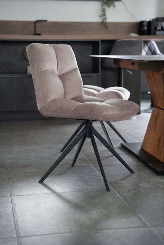 Home Deluxe Esszimmerstuhl NODA 4er Set drehbar Modern Samt Hellbraun Beige - Bild 1