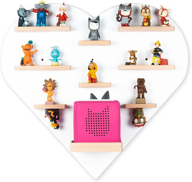 BOARTI Kinderregal Herz aus Holz als Wandregal für Toniebox und Figuren mit Magneteinsätzen, H x B x T: 51 x 54 x 19 cm - Bild 1