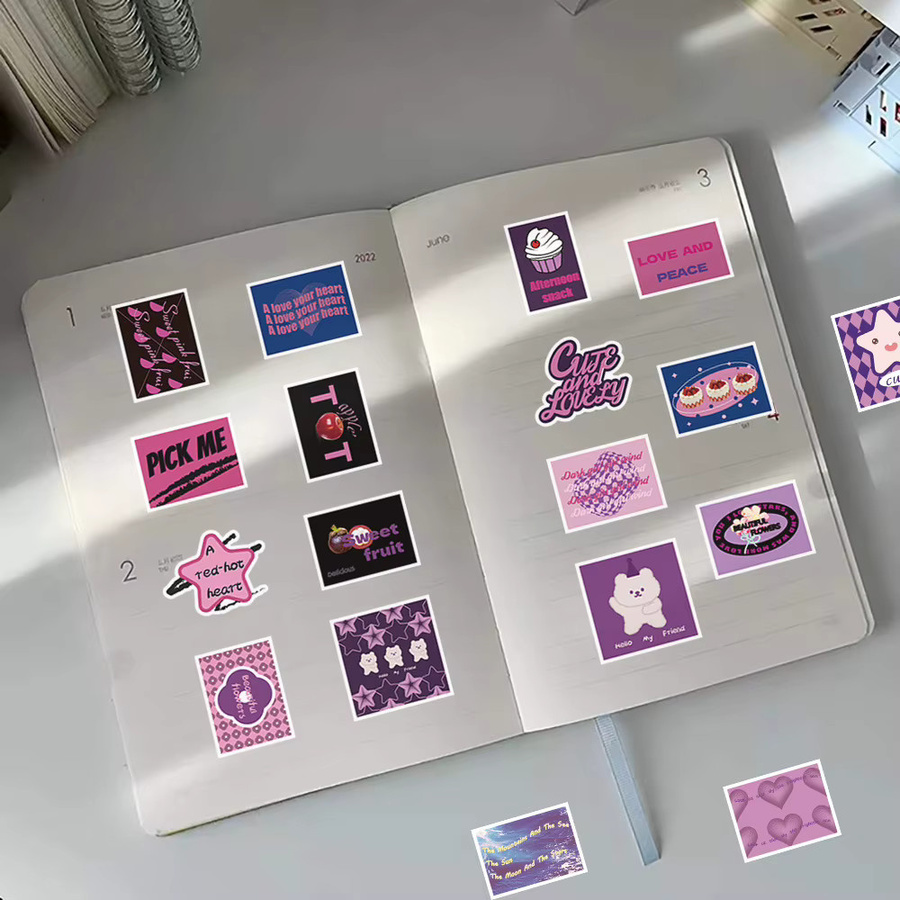 60 Stück wasserfeste Graffiti Aufkleber mit inspirierenden englischen Phrasen in Schwarz und Lila von BulingBulingStickers Store - Bild 6