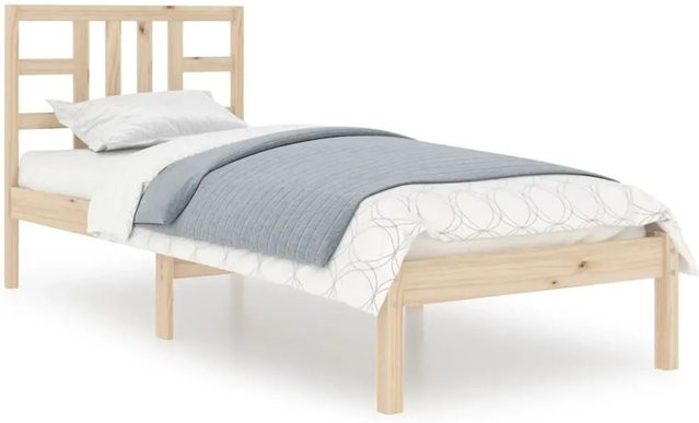 vidaXL Massivholzbett aus Kiefernholz in Braun mit rustikaler Optik, B/T/H: 90 x 200 cm - Bild 1