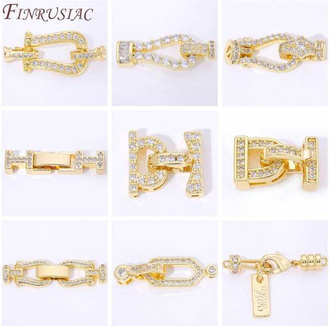 FINRUSIAC Schmuckverschlüsse, 18K vergoldet, Messing, Zirkon, Unisex - Bild 1