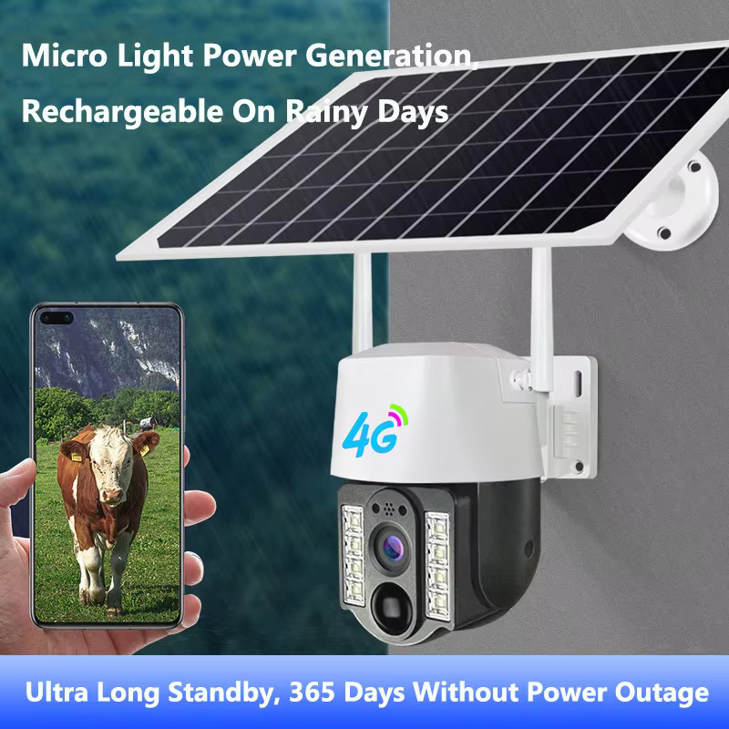 Luxuglow Solar WiFi PTZ Kamera mit 4G SIM Outdoor Wasserdichte IP Kamera, PIR Bewegungserkennung und Nachtsicht in Weiß - Bild 2