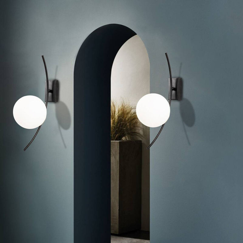 Opviq Wandleuchte Hilal in Weiß und Schwarz aus Metall und Glas mit E27 Fassung, B/H/T: 25 x 44 x 25 cm - Bild 3