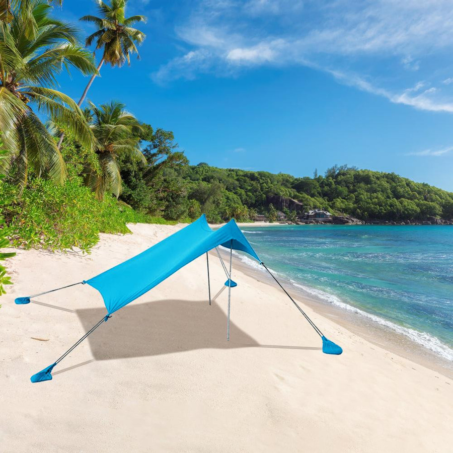 Aimo Strandzelt Sonnenschutz in Blau mit Sandsäcken für Camping, Angeln und Wandern - Bild 3