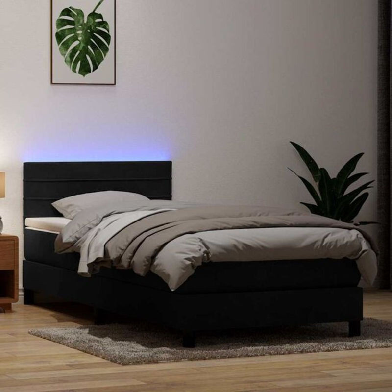 Vidaxl Boxspringbett mit Matratze aus Samt in Schwarz, Modernes Polsterbett, B: 90 cm, L: 210 cm - Bild 1