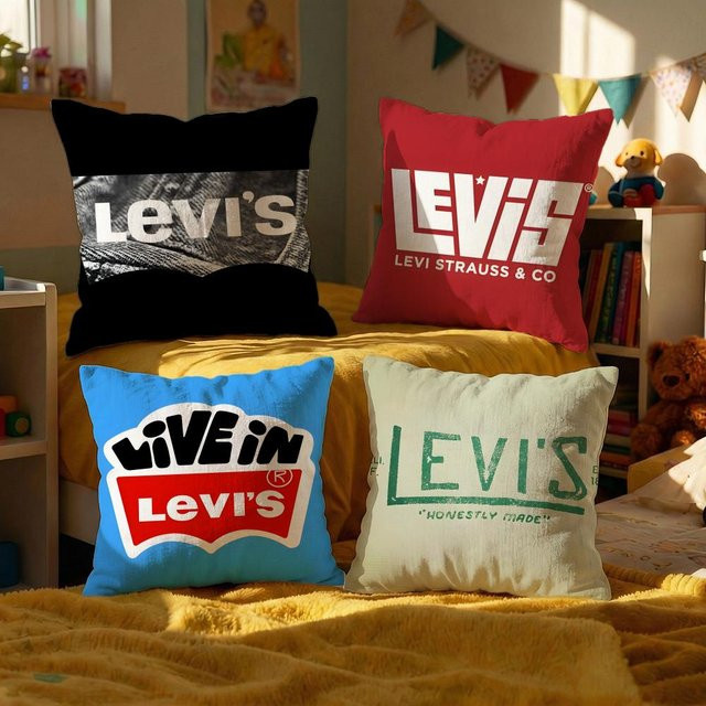 Levi's Kissenbezug Set 4-teilig in Schwarz und Weiß mit Grafikdesign - Bild 1