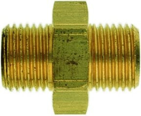 Schneider Doppelnippel DN-MS-G1/4a x G1/2a aus Messing in Gold - Bild 1