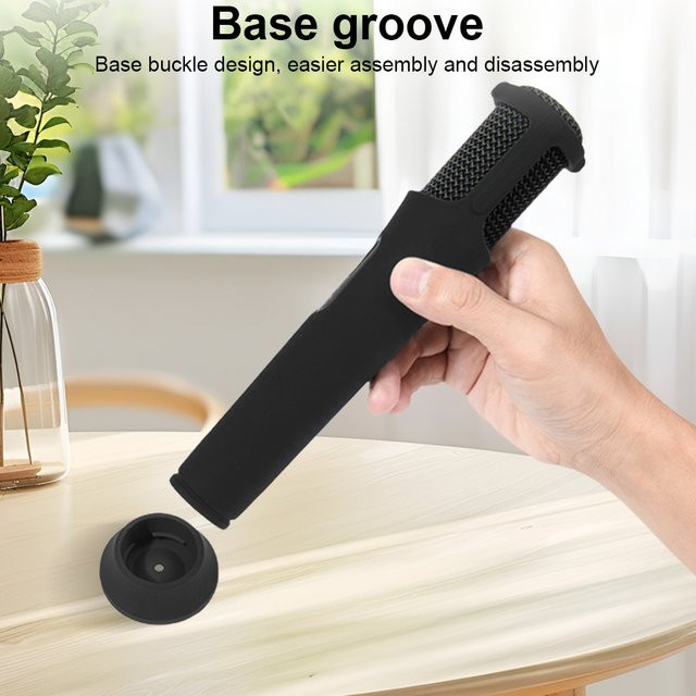 Anti-Roll-Mikrofon-Silikonhülle mit Ständer für JBL PartyBox Wireless Mic in Schwarz oder Blau - Bild 1