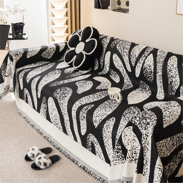Gewebtes Überwurftuch von Your Warm Home in Schwarz mit Boho-Design, B/B: 180 x 130 cm - Bild 1