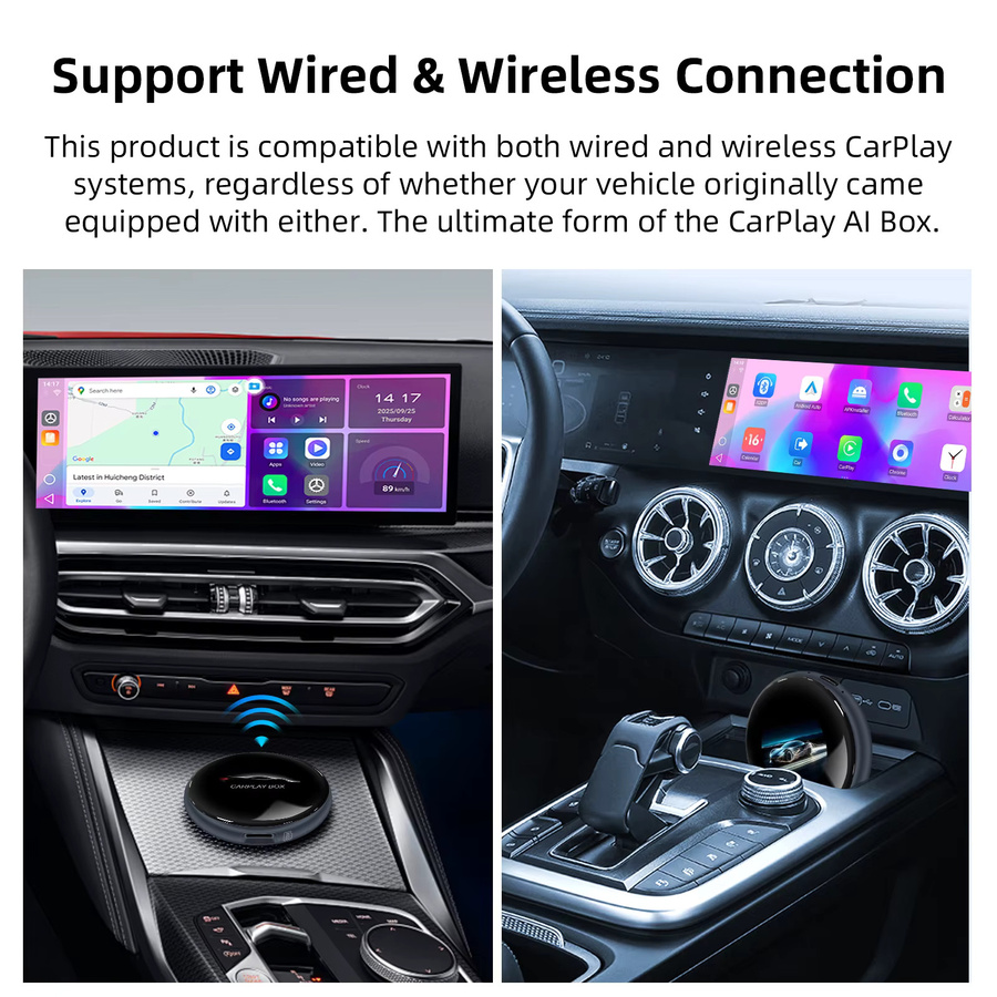 Ezonetronics Wireless CarPlay AI Box mit Android 13, 4+64GB, Dual-WLAN und 4 SIM-Karten, Schwarz - Bild 3