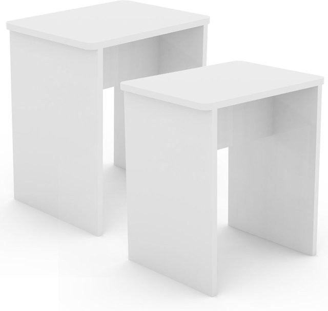 VCM 2er Set Esal Sitzhocker Würfel aus Holz in Weiß B/H/T: 40 x 45 x 30 cm - Bild 1