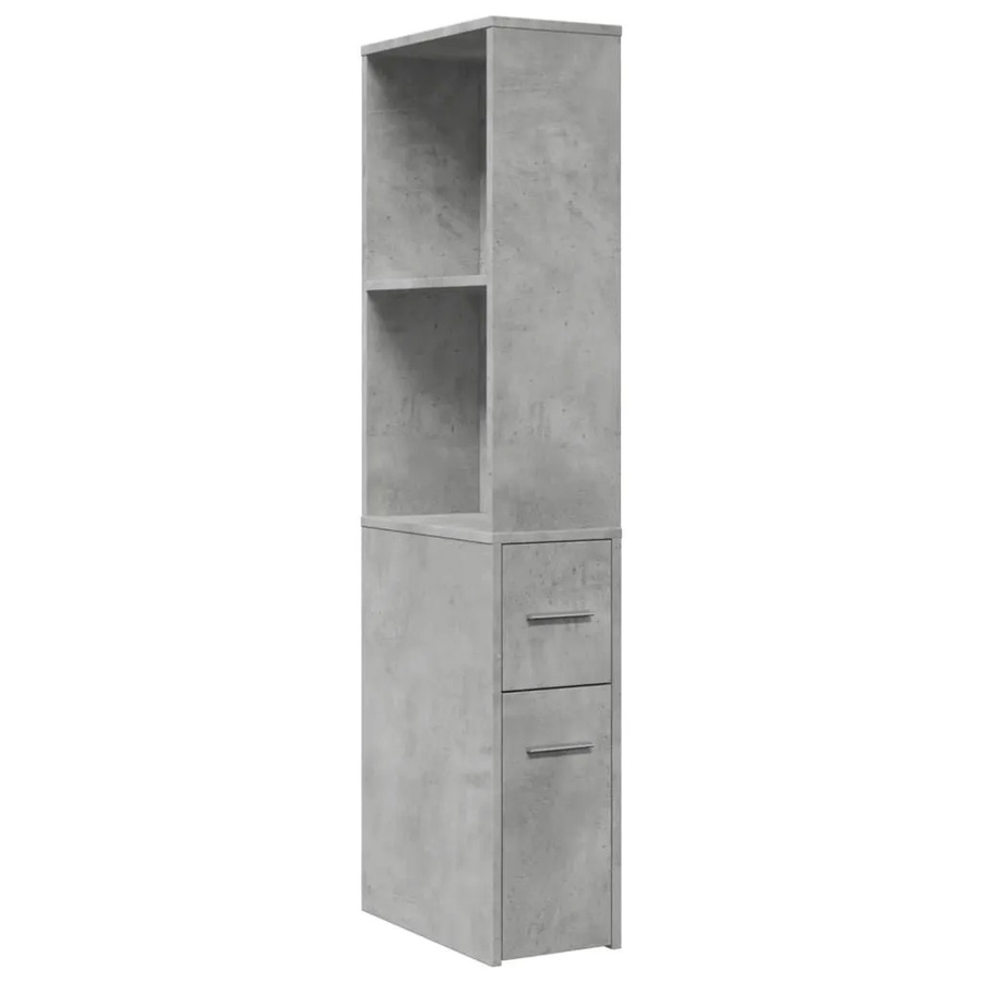 vidaXL Badschrank schmal mit Rollen in Betongrau aus Holzwerkstoff, H x B x T: 135 x 41 x 22 cm - Bild 2