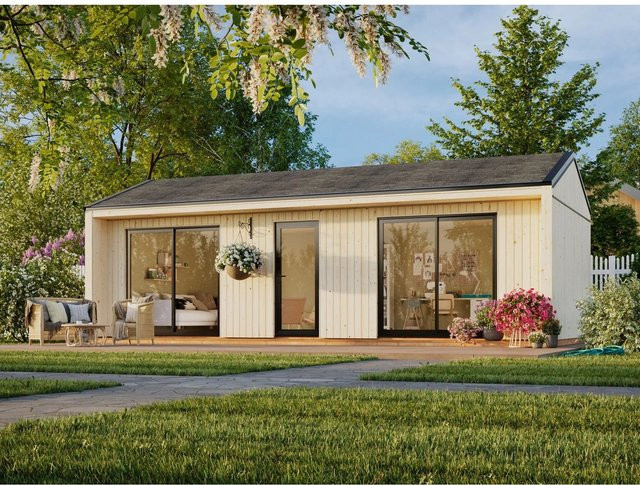 Palmako Gartenhaus Rebekka Satteldach aus Fichtenholz in Natur mit modernem Design, B/T/H: 901 x 448 x 250 cm - Bild 1