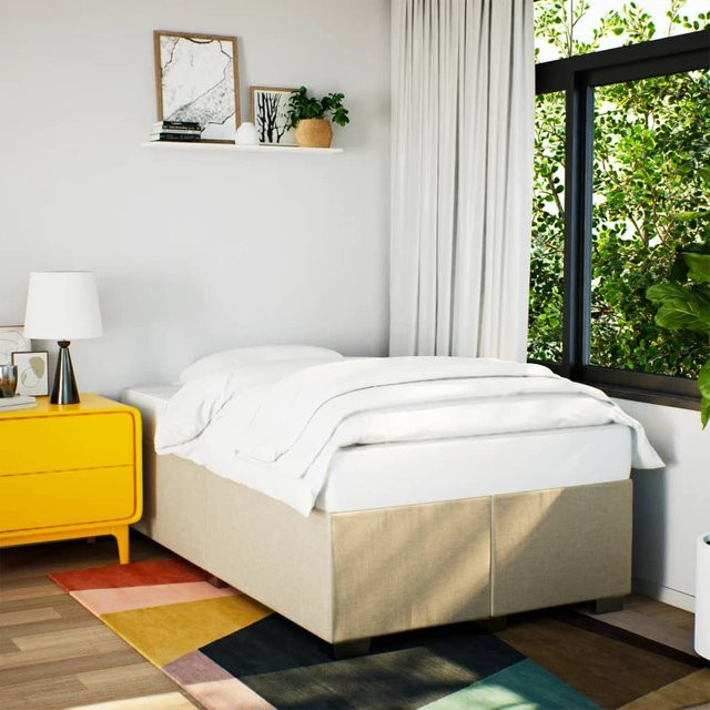 vidaXL Bettgestell aus Stoff in Creme mit Holzrahmen, B/T: 120 x 190 cm - Bild 2