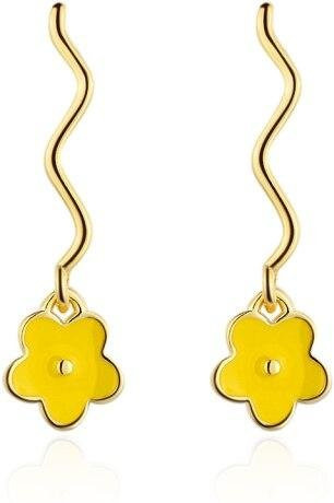 Ohrstecker Blume, 925 Silber, Rot/Gelb Emaille, Damen - Bild 1