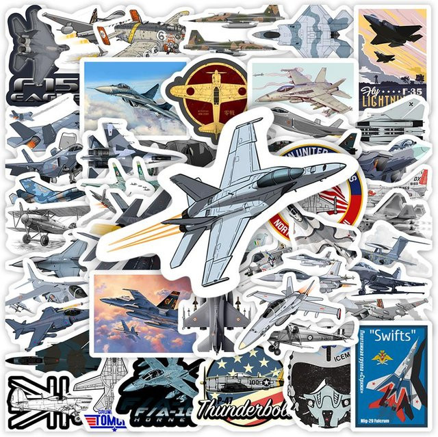 Wasserdichte Kampfflugzeug-Aufkleber Set mit F35 und F16 Motiven von Binchi Outdoor Product in Multicolour für Laptop, Telefon und Gepäck - Bild 1